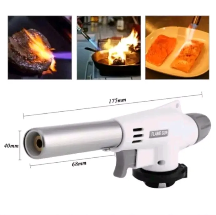 Bassic Flame Gun Gas Torch Blow Torch Kepala Las Pemantik Otomatis -Putih Tabung