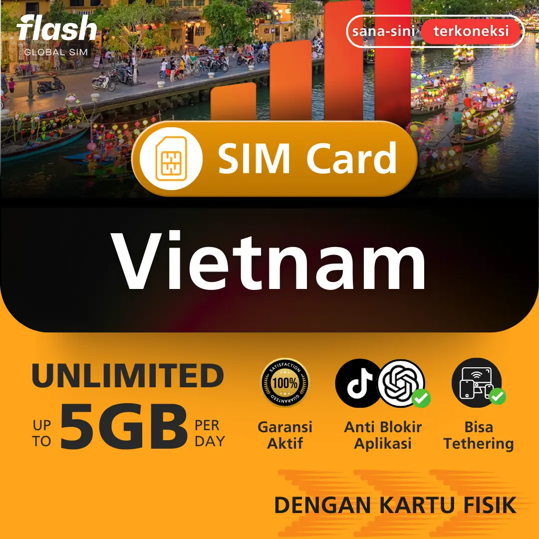 Flash SIM Card Vietnam Unlimited Data (Kartu Perdana Vietnam, Simcard Hanoi, Simcard Ho Chi Minh, Simcard Danang, Simcard Sapa, Simcard Hoi An, Simcard Dalat)