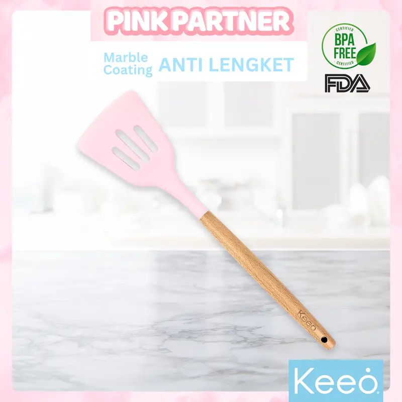 Keeo Aneka Spatula Sutil Silikon Tahan Panas Food Grade Pink Kitchenware 1