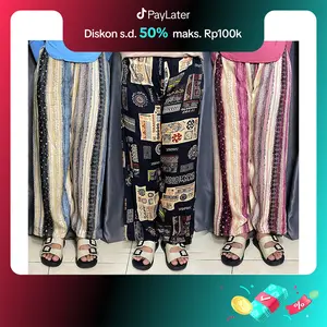 (PART 1) Celana Panjang Kulot Rayon Motif Wanita