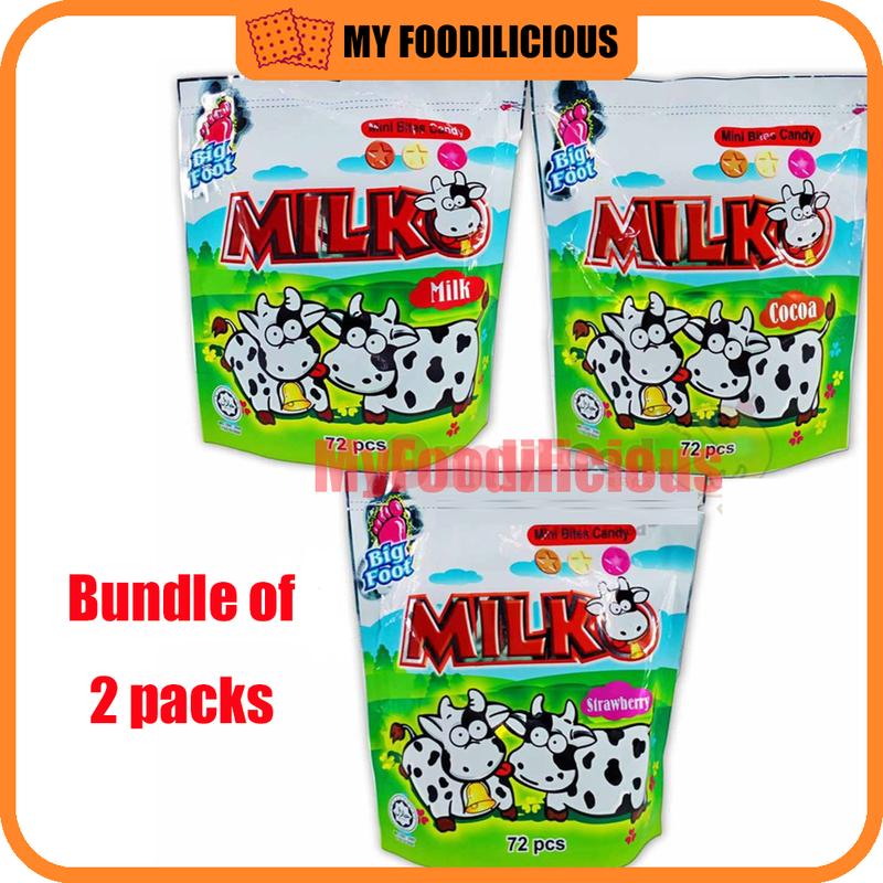 Big Foot Milko Mini Bites Candy Milk / Cocoa / Strawberry 60g Individual Packs 0