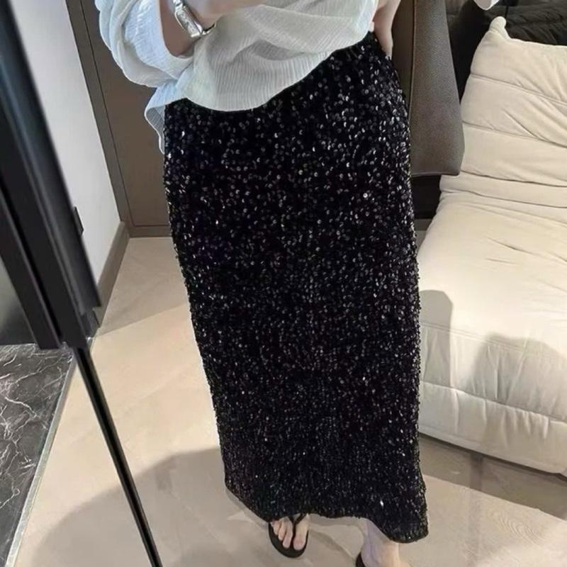  Chân Váy QCCC Có Bigsize L đến 4XL Đính Kim Sa Sequin Bling Bling Thời Trang 4 Mùa Dáng Suông Xẻ 