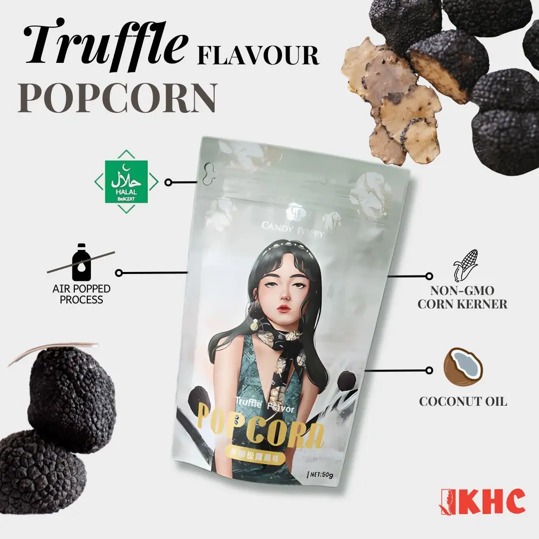 Candy Poppy | Truffle Flavor | Popcorn 50g | Crispy | Halal | Crunchy | Snack