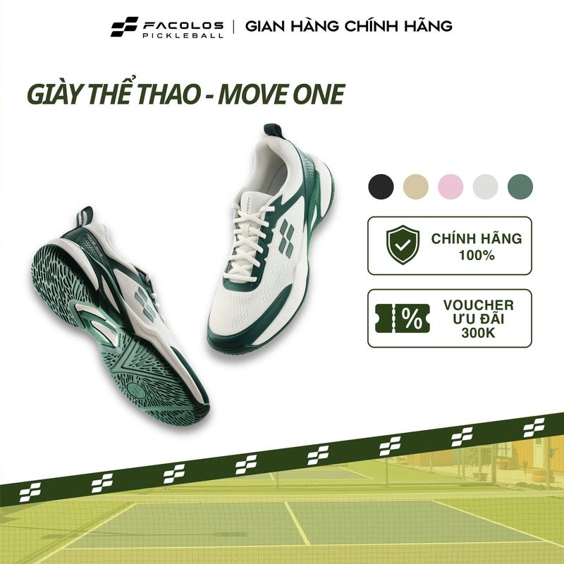 Giày thể thao Facolos (Move One) thiết kế ôm chân, bám sân phù hợp với các bộ môn thể thao pickleball, tennis, cầu lông,...