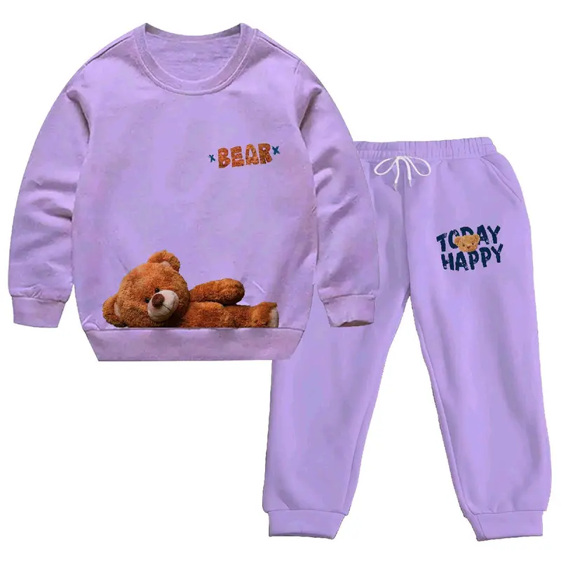 Stelan joger anak Tedy Bear Tidur Karakter lucu Fashion Switer Perempuan Sweater Celana Atasan 1