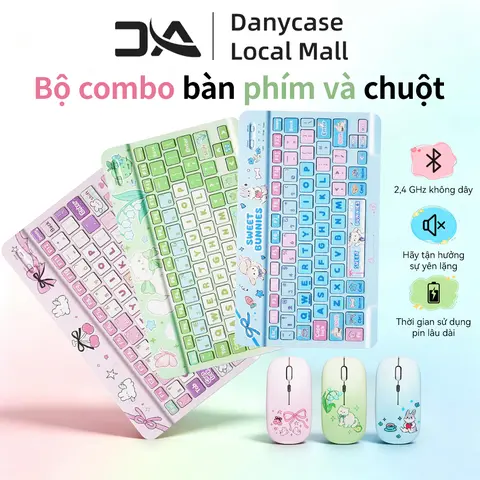 Bộ bàn phím và chuột Bluetooth không dây DANYCASE hình thỏ Kawaii dễ thương – Gắn nam châm, siêu di động (dành cho iPad, máy tính bảng, điện thoại, Mac)