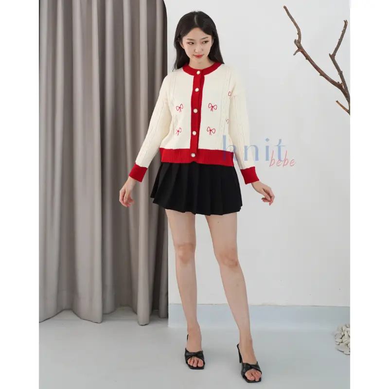 KNITBEBE - HAEWON Atasan Cardigan Rajut Ribbon Knit Top Pita 5