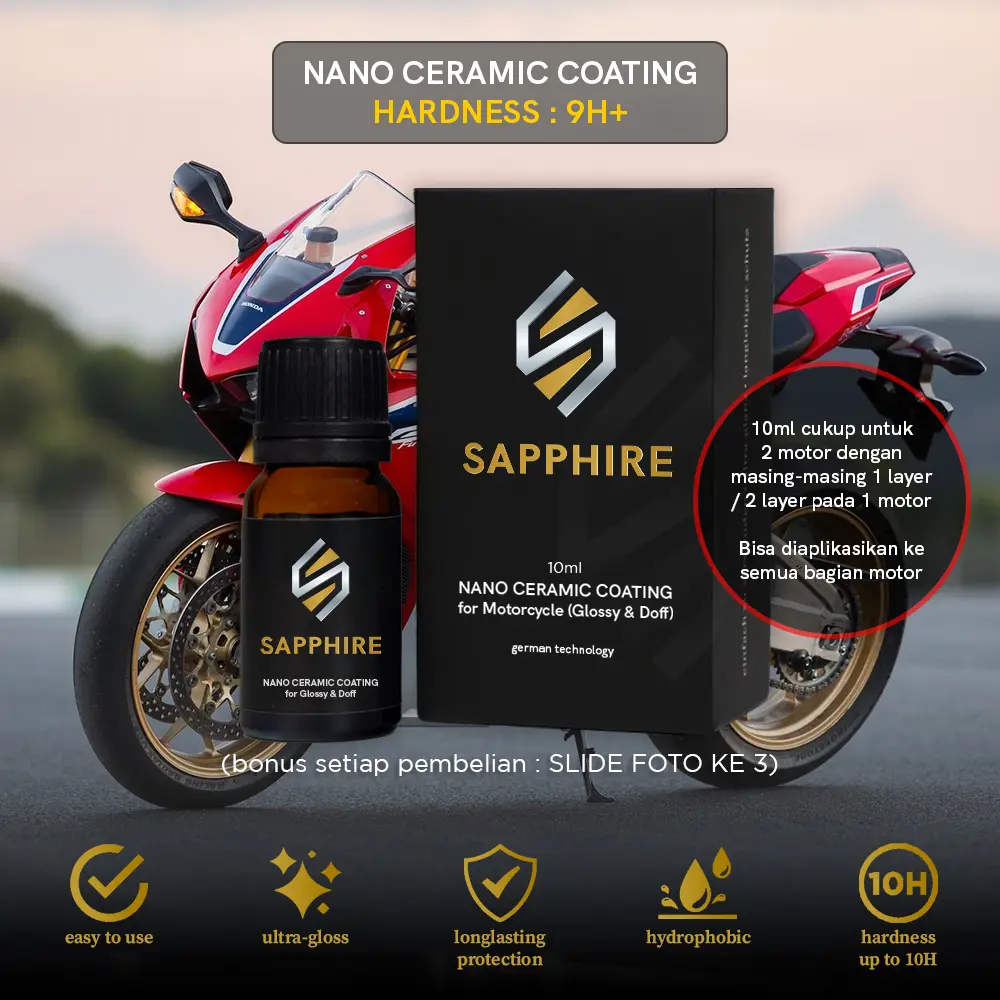MOTORCYCLE Nano Ceramic Coating | Sapphire Coating Body Motor Doff & Glossy Pengkilap