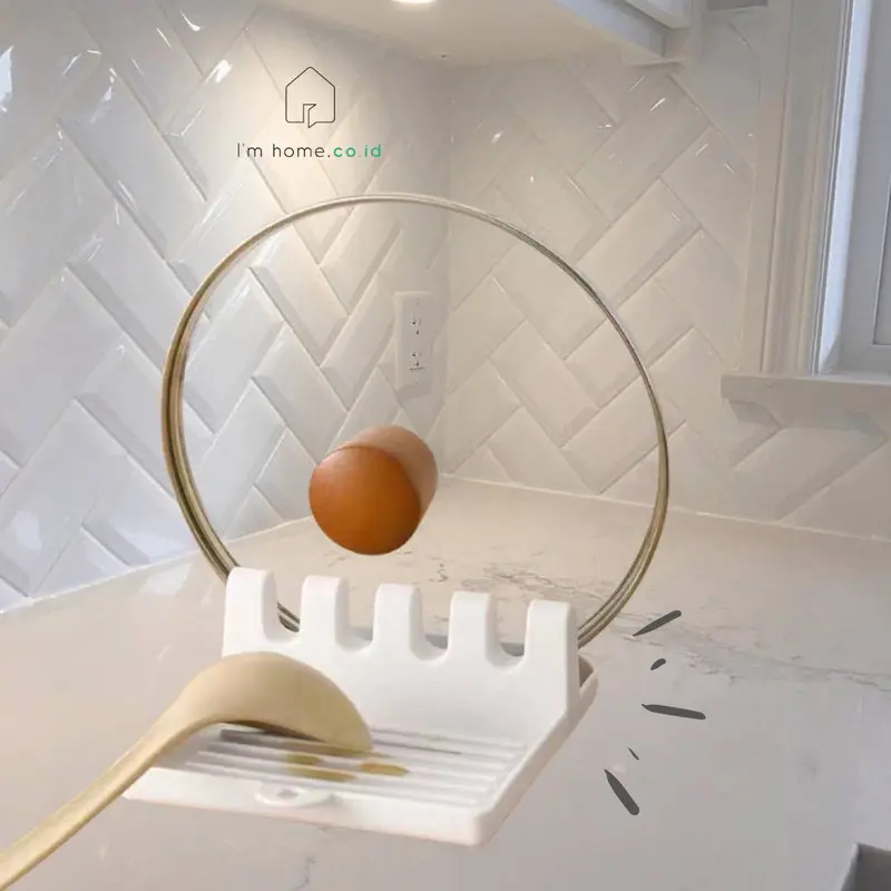 Alat masak peralatan dapur Alas spatula centong tutup panci white aesthetic estetic estetik home decor imhome perabotan rumah tangga dapur kitchen tools lucu unik murah sale tatakan sendok sutil holder perabot dapur penyimpanan plastik kodek 1 Buah Putih 1