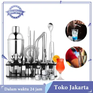 Isi 25 Cocktail Shaker Set Bartender Kit Paket Lengkap Alat Bartender Set
