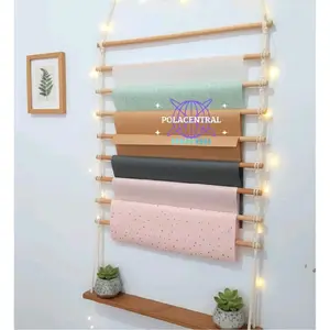 Gantungan Kertas Buket Rak Gantungan Tempat Kertas Kado Rak kertas Wrapping Gantungan Tempel dinding Rak kayu serbaguna Penyimpanan