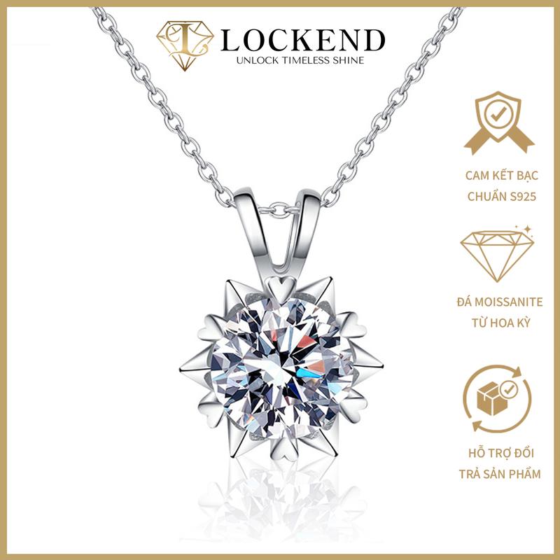 Lockend Dây chuyền bông tuyết 6 cánh bạc S925 đính đá Moissanite 1 carat màu D có chứng chỉ GRA sang trọng tinh tế