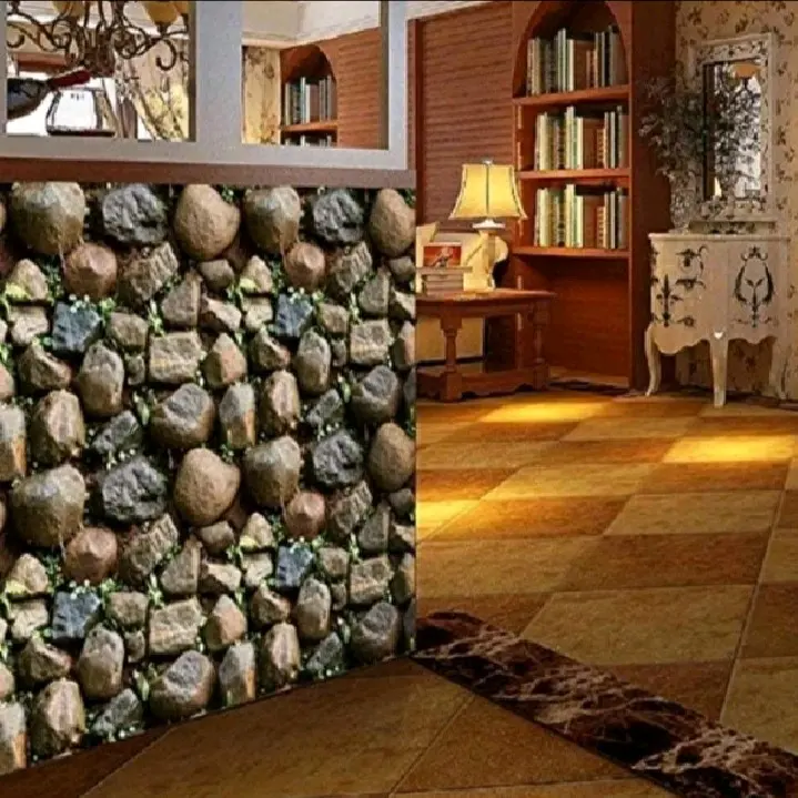 COD Wallpaper Sticker Dinding Batu Kali Cadas Natural 3D Dekorasi Ruang Tamu Kamar Tidur Aesthetic Terjangkau 3
