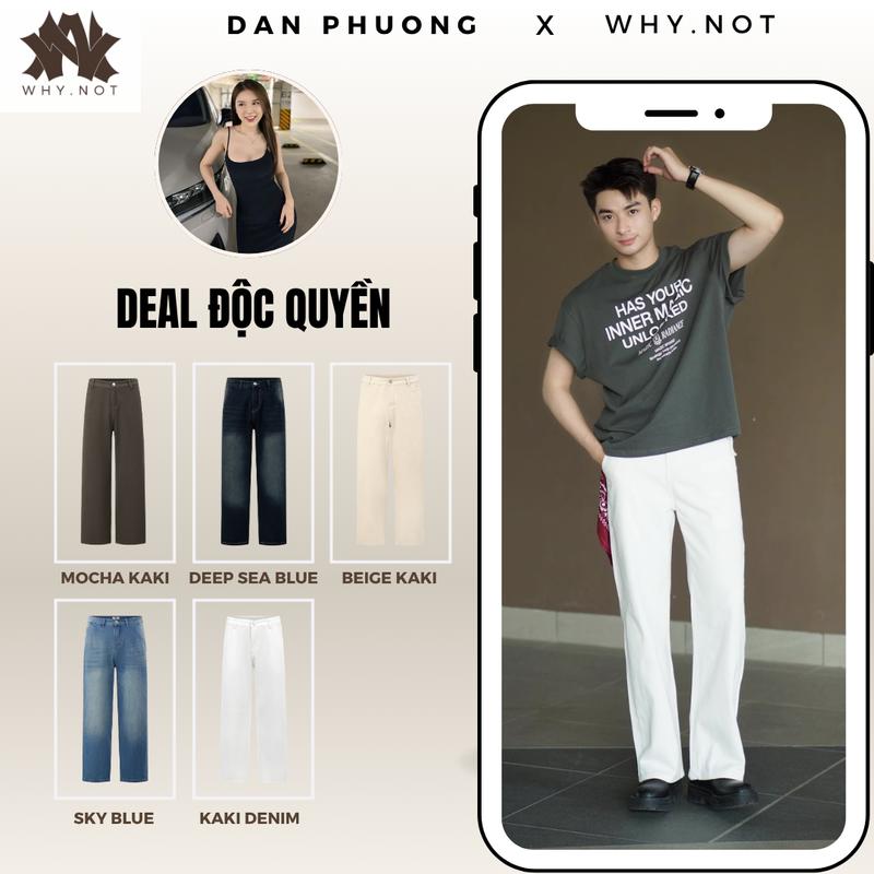 DAN PHUONG x WHY.NOT Quần Jeans Suông Ống Rộng Túi Chéo 5 Màu - Quần Bò Suông Túi Chéo Màu Nâu Mocha - Quần Bò Trắng