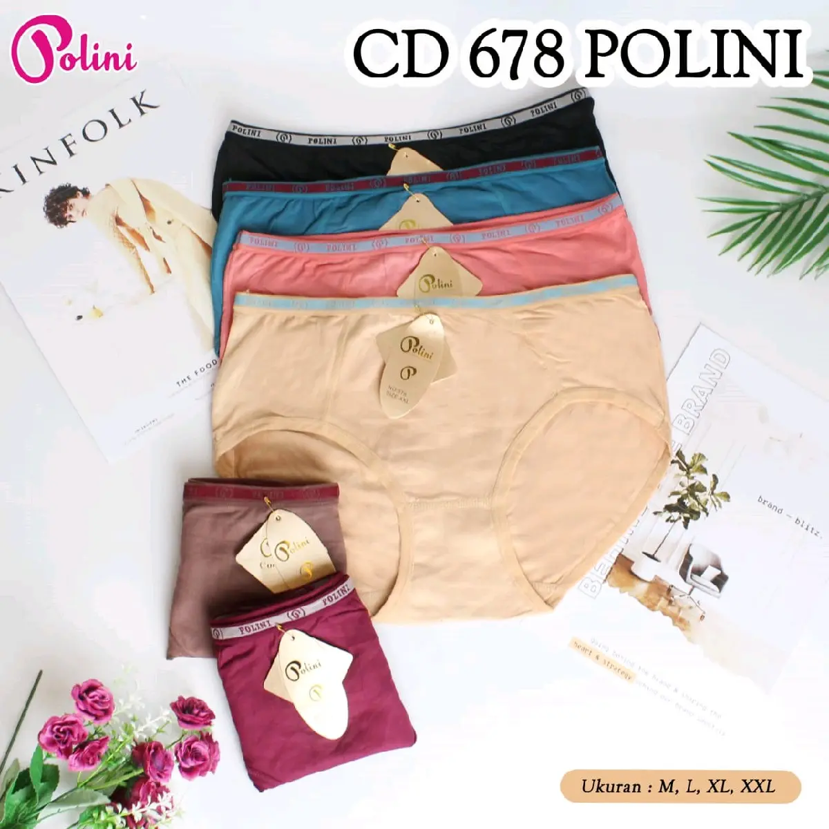 (6pcs)CD WANITA POLINI ART.678. KARET KECIL TULISAN.