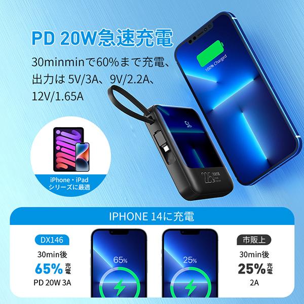 モバイルバッテリー 軽量 小型  22800mAh  バッテリー 大容量 22.5W 急速充電 5台同時充電 充電器 ケーブル内蔵 携帯充電器 SCP 22.5W/PD 20W/QC 3.0最速 機内持込 防災グッズ 扇風機 ハンディファン iPhone iPad Android 対応
