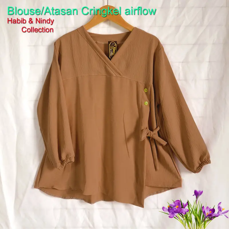 Pakaian wanita atasan blouse Cringkel airflow remaja dewasa model terbaru kekinian yang lagi viral Baju Cantik Simple Nyaman 8