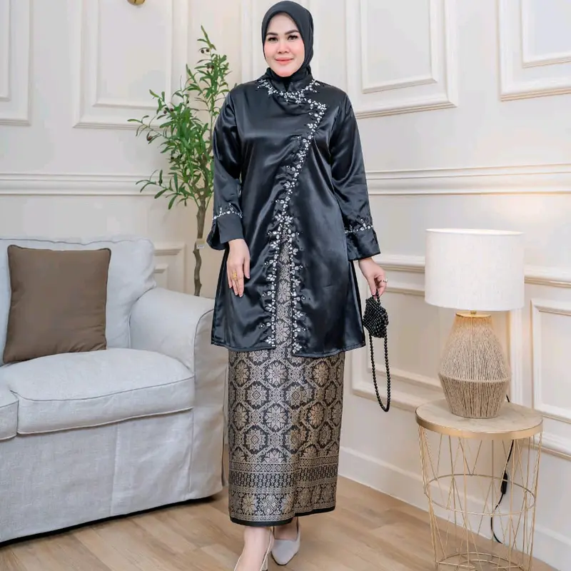 SETELAN TUNIK KAMARI PAYET MUTIARA PESTA WISUDA Formal Lembut Muslim 6