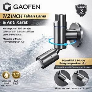 Live-GaoFen Kran Putar 360° SUS304 – 2 Mode Air, Anti Karat, Cocok Laundry & Dapur