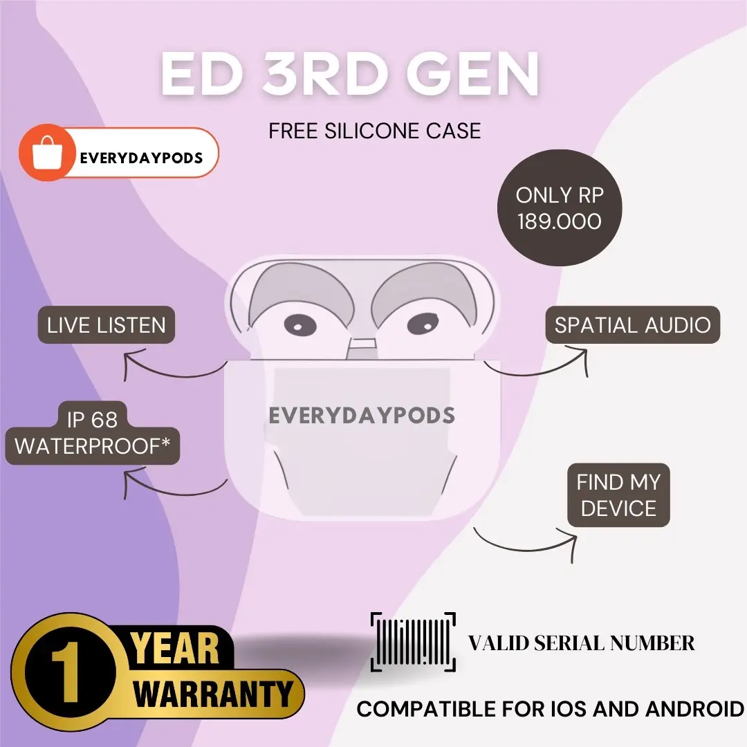 ED PODS GEN 3 2024 Wireless Charging With Greenpeel[Final Upgrade + IMEI / Serial Number Valid + Spatial Audio Feature ]