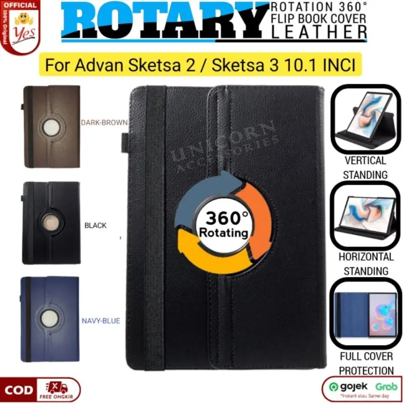 Case Advan Tab Sketsa 2 3 10.1 inci Sarung Flip Cover Buku Casing Rotary universal Leather Standing