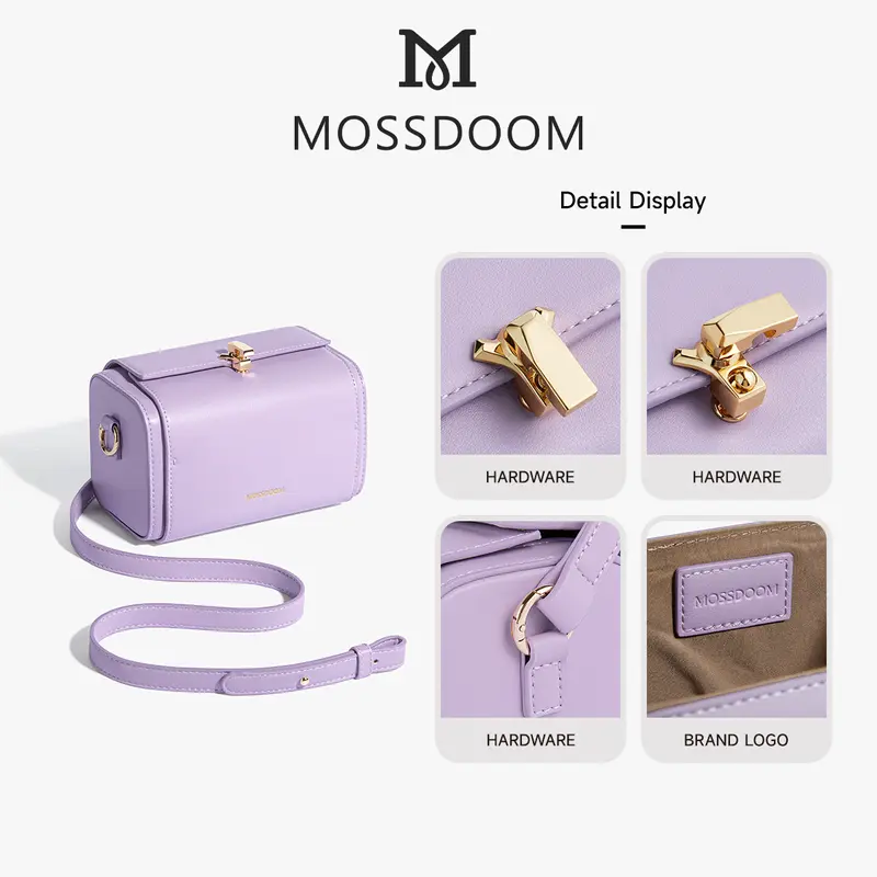 MOSSDOOM Tas Wanita Bexley Bag Tas Kotak Elegan Tas Selempang Desain Kunci Warna Solid 6