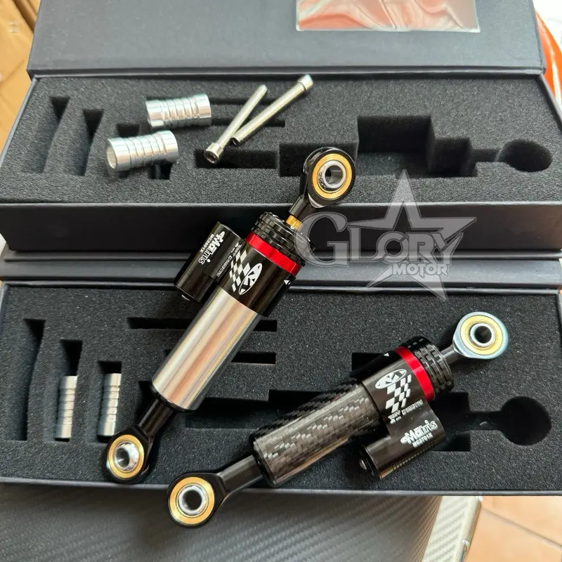 Stabilizer Stang / Steering Dumper / Matris Mini Black Carbon / Silver Chrome ( 16 klik ) Full Cnc Cocok Semua Motor Universal 0