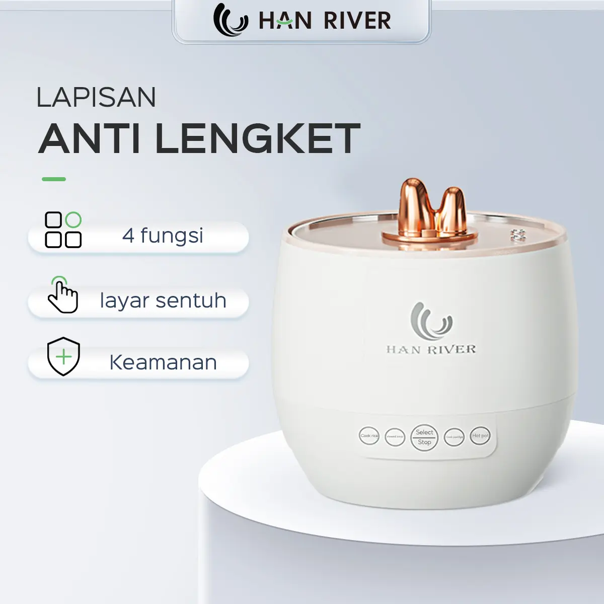 [COD]HAN RIVER Magic com mini HRRC05WT Rice Cooker Mini/Penanak nasi 300watt round rice cooker Peralatan