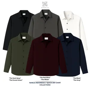 NAWLA - Baju Atasan Pria Kemeja Lengan Panjang Dewasa Quick Dry  Slim Fit Casual Formal