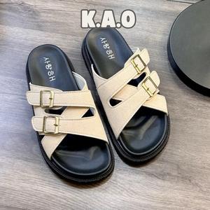Dép nữ hot khoá vuông quai chéo, dép kiểu nữ la mã y2k mẫu hot - K.A.O
