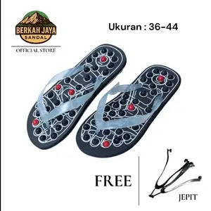 Sandal Jepit Refleksi Pijat Kaki Kesehatan Akupuntur Sendal Terapi Rematik Pria Wanita Free Jepit Hitam