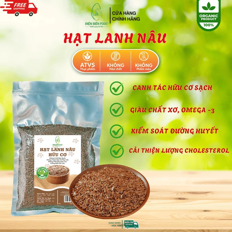 Hạt Lanh Nâu Canada 500G Hữu Cơ(Hạt sống) Làm Sữa Hạt, ủ tóc, đắp mặt - Tốt Cho Sức Khỏe 0