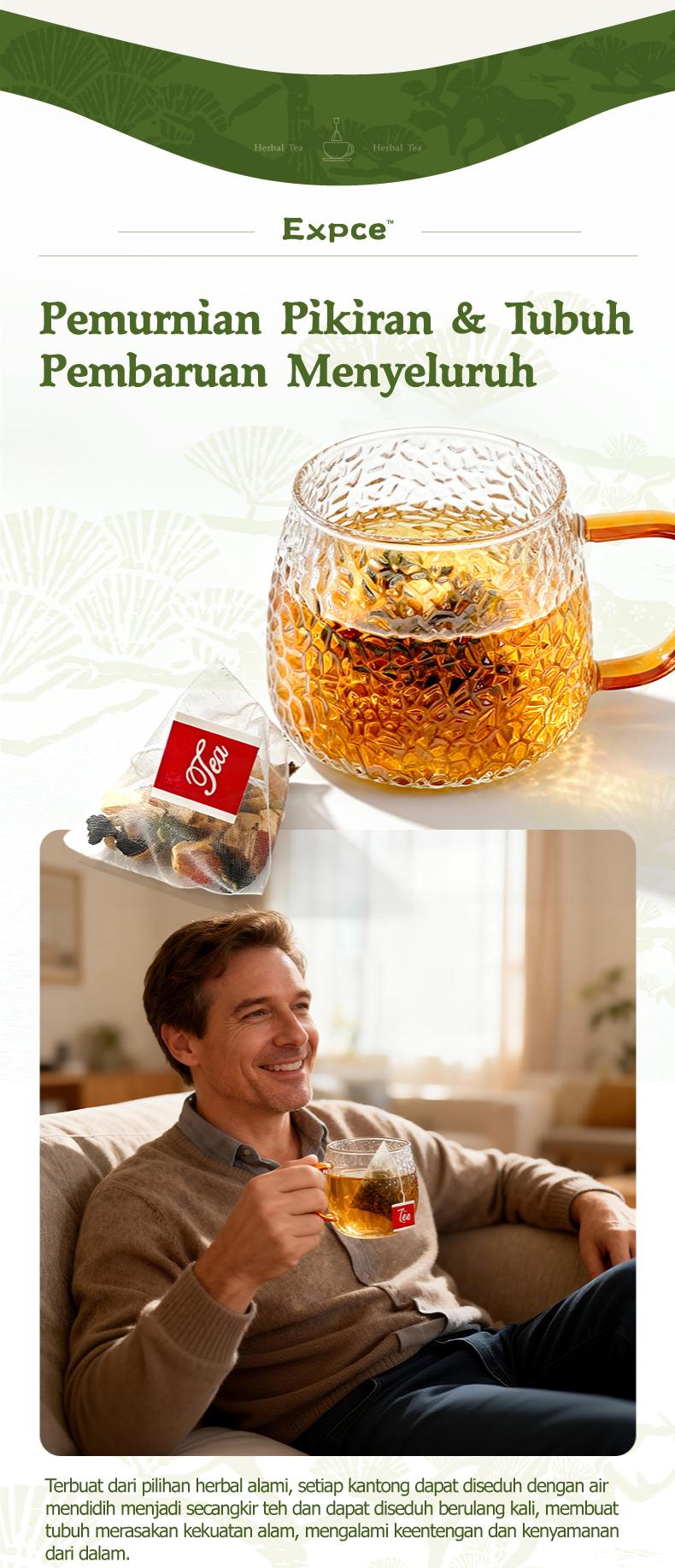 Expce Teh Herbal 12 Sachet, Segar Alami, Relaksasi Setiap Hari
