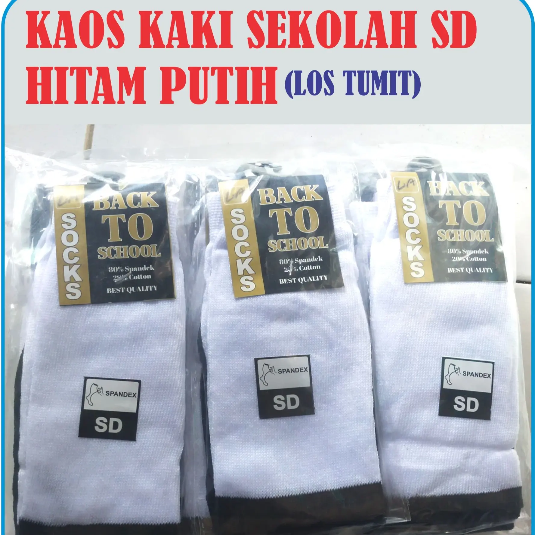 Kaos Kaki Sekolah Hitam Putih dan Hitam Polos 1 LUSIN
