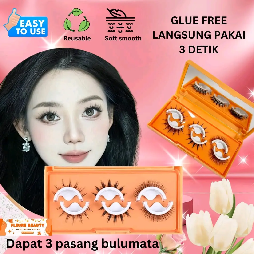 FLEURE - BULU MATA TANPA LEM HALUS LEMBUT NYAMAN BAISISI WOSADO WOTABO FLEURE Wajah Eyelash Bulumata