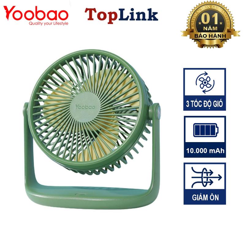 Quạt Mini Để Bàn Yoobao F2 Pro 3 Tốc Độ Gió Vận Hành Êm Ái Dung Lượng Pin 10.000 mAh