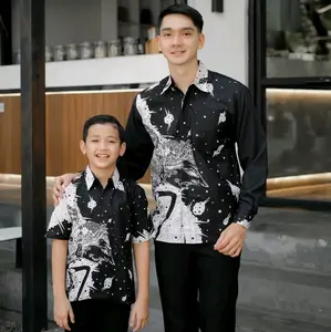 (BISA COD) KEMEJA BATIK COUPLE PREMIUM MOTIF WAYANG TUNGGAL HITAM