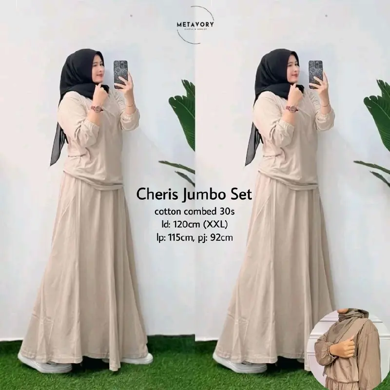 Setelan LD 120cm++ Panjang 70cm++ Jumbo Busui Bukaan Kanan Kiri Combed 30s LD 120cm Baju Wanita Lembut Nyaman one  set  elegan  lebaran 6