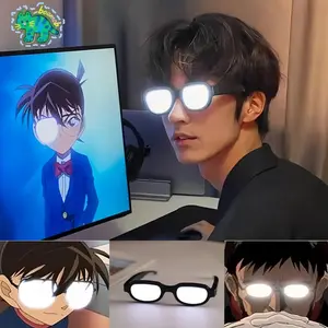 Kacamata Conan Led Nyala Efek Khusus Kacamata Bercahaya Keren Kacamata Conan Gelas indera Kacamata Luminescent Kacamata Berkilauan Techy