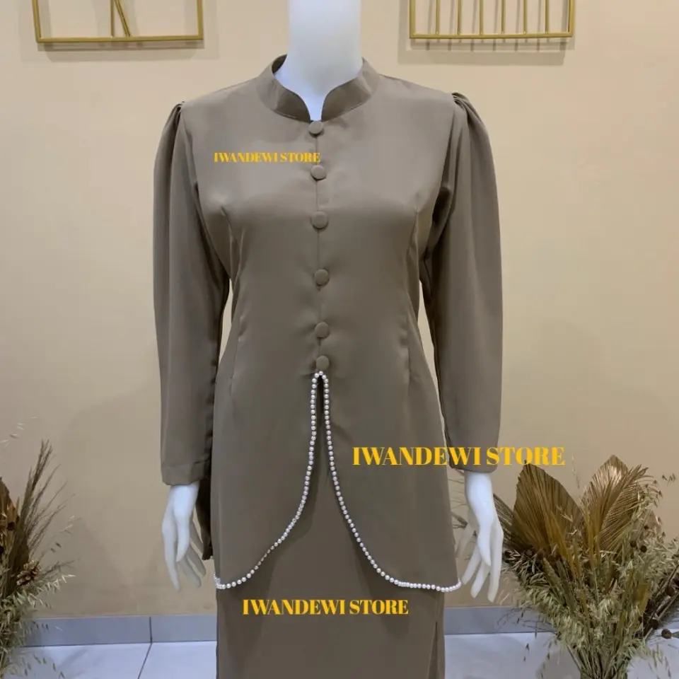 READY STOK ONE SET BAJU KURUNG MELAYU MALAYSIA DRESS PESTA STELAN WANITA BAJU KONDANGAN KEKINIAN TERMURAH Muslim Panjang Pink Navy Kancing Setelan Gamis Mewah Celana Shakila Casual