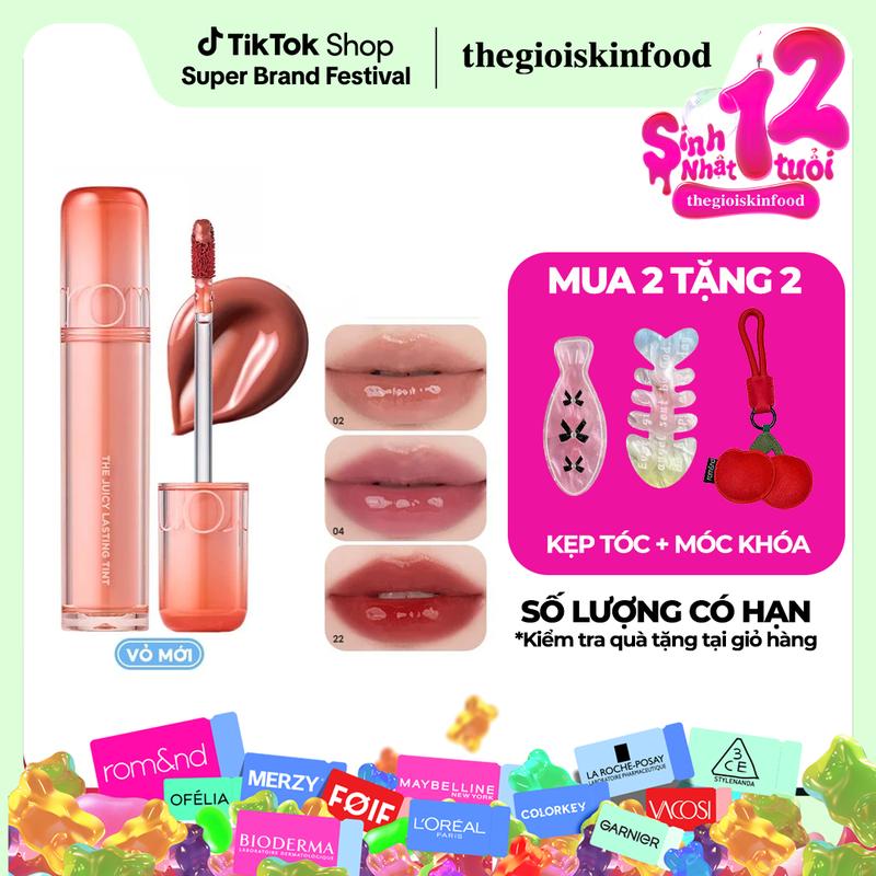 [Màu 1-39] Son Môi Tint Bóng Trang Điểm Hàn Quốc Romand The Juicy Lasting Tint Cosmetic Mỹ Phẩm Son Tint