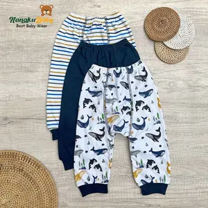 Nanaku Baby - 3 PCS Celana Pempers Panjang Bayi Usia 0-18 Bulan / Celana Harian Bayi Model Diapers / Celana Tidur Bayi Series Paus Navy