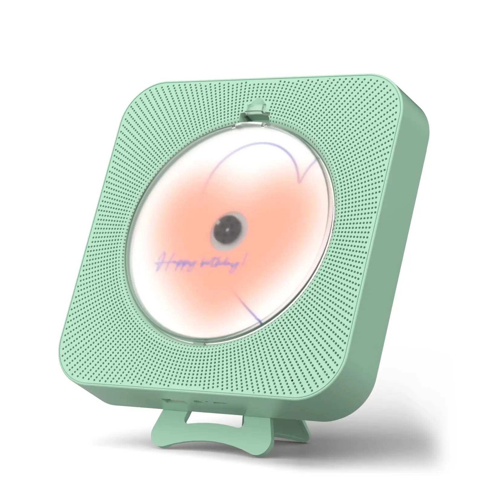 Yintiny Cute Green CD Player with Bluetooth 5.0, Rechargeable Music Player for Home Decor, Portable Lovely Music Player, Remote Control, Support AUX in Cable&USB