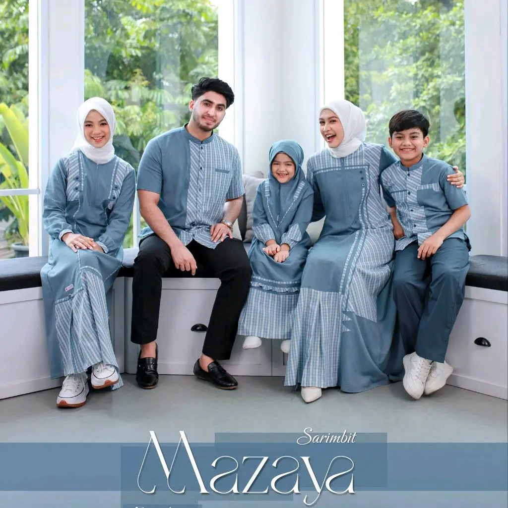 Sarimbit Mazaya Denim Sarimbit Terbaru 2025 by Raunapride Baju Couple Keluarga Lebaran Muslim