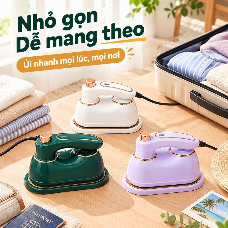 Bàn Ủi Hơi Nước Cầm Tay Mini Bàn Là Hơi Nước Gấp Gọn Một Nút Bật Tắt Ủi Được Cả Phẳng Và Treo Phù Hợp Du Lịch Công Tác Sử Dụng Ở Ký Túc Xá Phòng Trọ Điện Áp 111V Đến 240V Thân Nhựa Abs Mặt Đế Kim Loại
