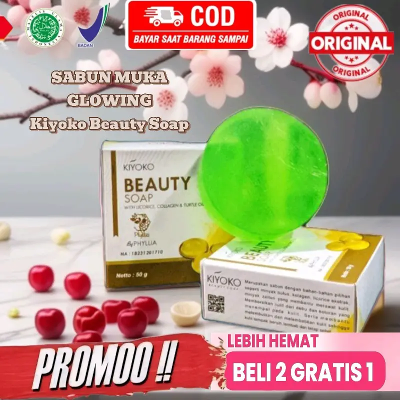 PROMO,,!! BELI 2 GRATIS 1 SABUN MUKA GLOWING kiyoko Beauty Soap 20g Sabun Pembersih Wajah Mencerahkan sabun muka mencerahkan
