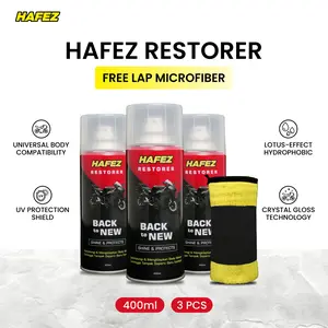 HAFEZ 3 RESTORER BUNDLING KAIN LAP MICROFIBER Pengkilap dan Penghitam Body Kendaraan Motor