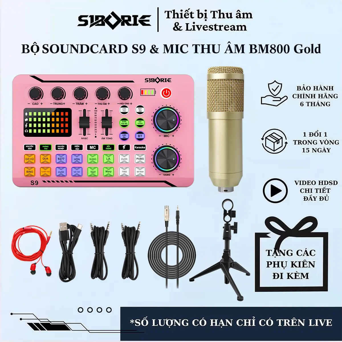 [Siborie] Sound Card S9 + Micro BM800 – Trọn Bộ Livestream, Podcast, Hát Online