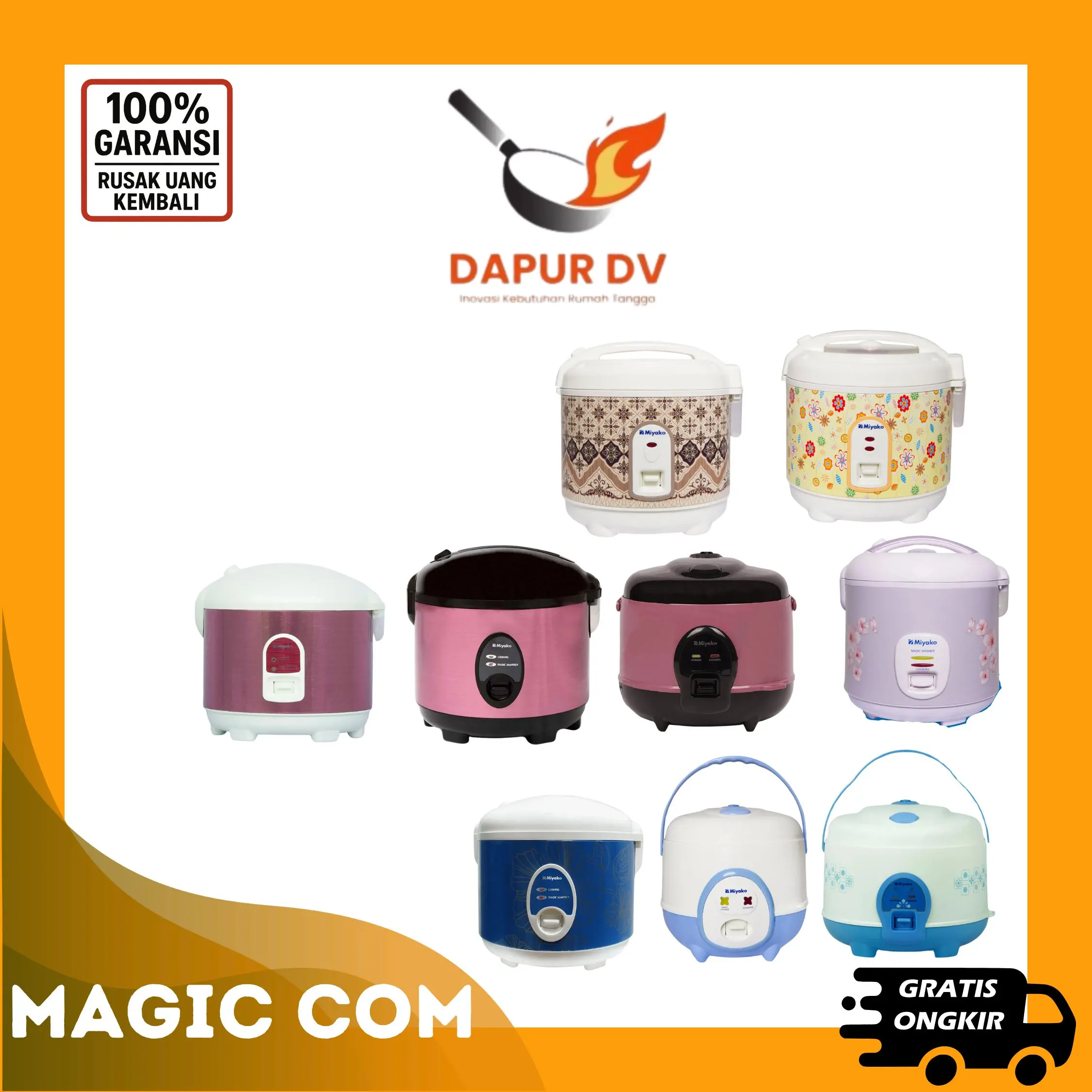Miyako Magic Com Rice Cooker Miyako Warmer Penanak Nasi Murah Anti Lengket - DV