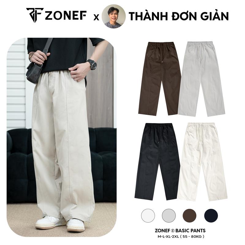 [ ZONEF & Thành Đơn Giản ]  Quần Kaki form rộng dáng suông by Zonef Studio, Quần ống rộng cạp chun chất liệu kaki cotton Hàn cao cấp mềm mại, thoảng mát Nam Menswear Pants